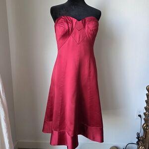 Vintage Badgley Mischka Strapless Ruby Red Dress 4